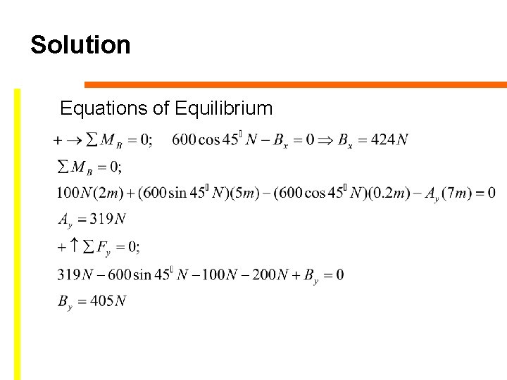 Solution Equations of Equilibrium 