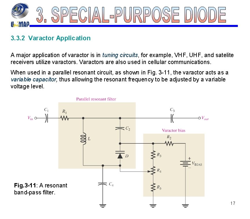 3. 3. 2 Varactor Application A major application of varactor is in tuning circuits,