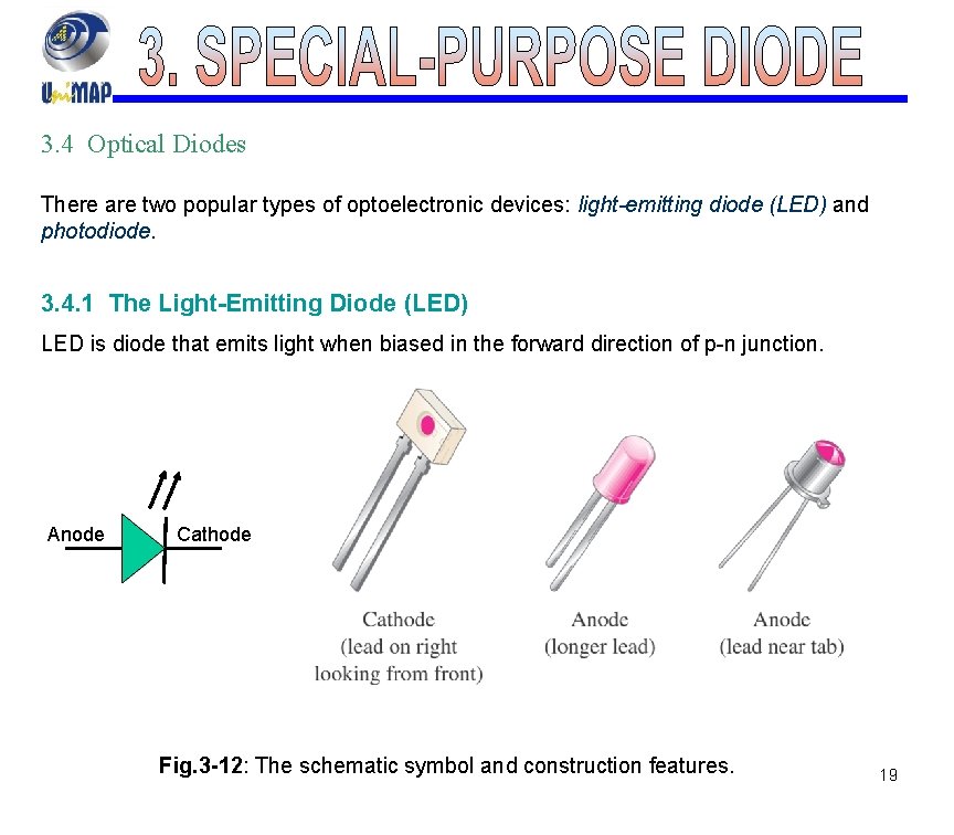 3. 4 Optical Diodes There are two popular types of optoelectronic devices: light-emitting diode