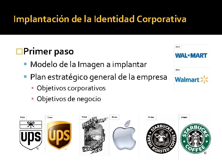 Implantación de la Identidad Corporativa �Primer paso Modelo de la Imagen a implantar Plan Implantación de la Identidad Corporativa �Primer paso Modelo de la Imagen a implantar Plan
