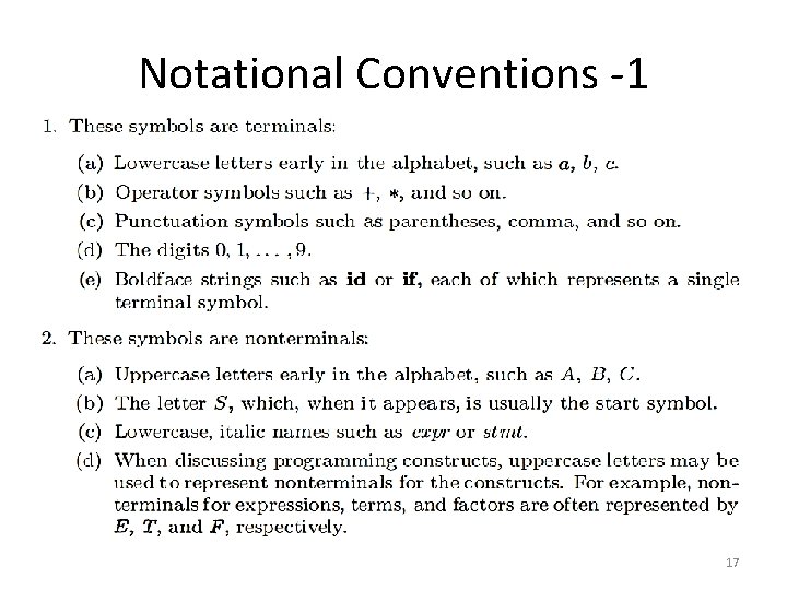 Notational Conventions -1 17 