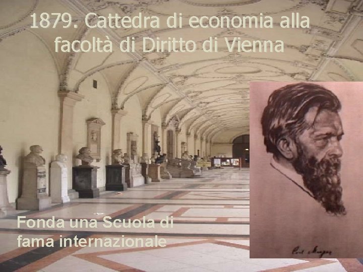 1879. Cattedra di economia alla facoltà di Diritto di Vienna Fonda una Scuola di