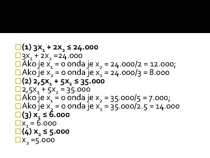 �(1) 3 x 1 + 2 x 2 ≤ 24. 000 � 3 x