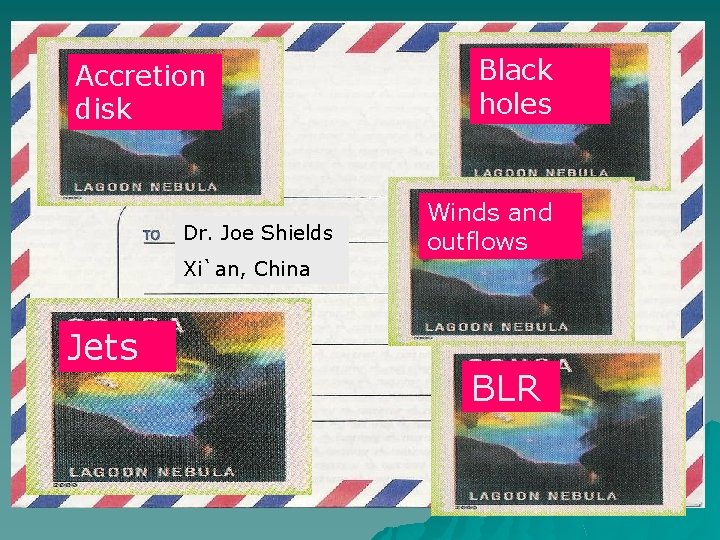 Accretion disk Dr. Joe Shields Black holes Winds and outflows Xi`an, China Jets BLR