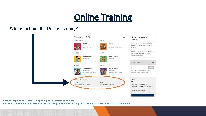 Online Training Where do I find the Online Training? Second Step provides online training