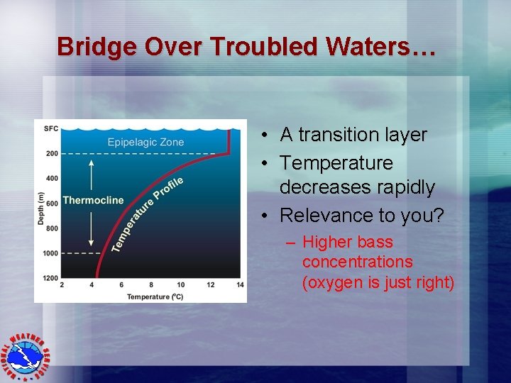 Bridge Over Troubled Waters… • A transition layer • Temperature decreases rapidly • Relevance