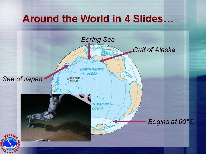 Around the World in 4 Slides… Bering Sea Gulf of Alaska Sea of Japan