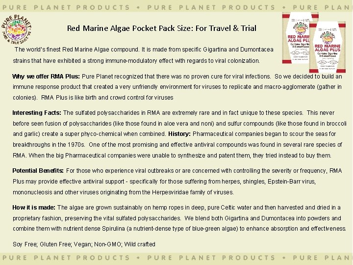 Red Marine Algae Pocket Pack Size: For Travel & Trial The world’s finest Red