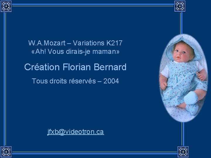 W. A. Mozart – Variations K 217 «Ah! Vous dirais-je maman» Création Florian Bernard