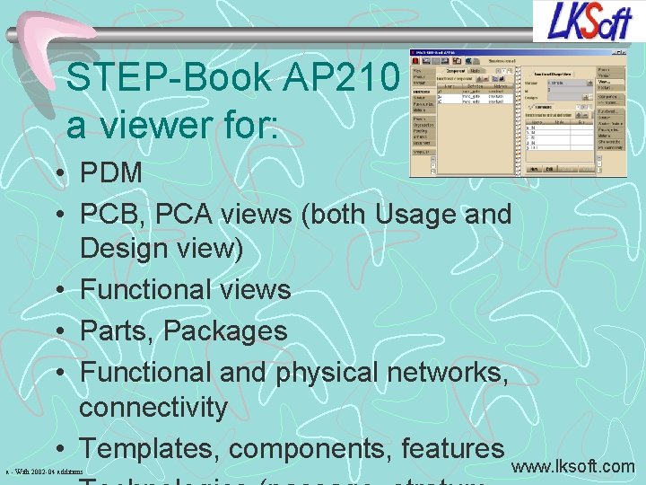 STEP-Book AP 210 a viewer for: • PDM • PCB, PCA views (both Usage