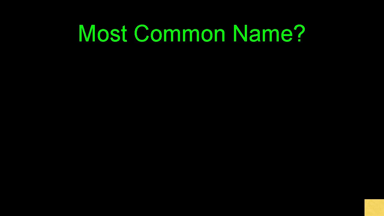 Most Common Name? 