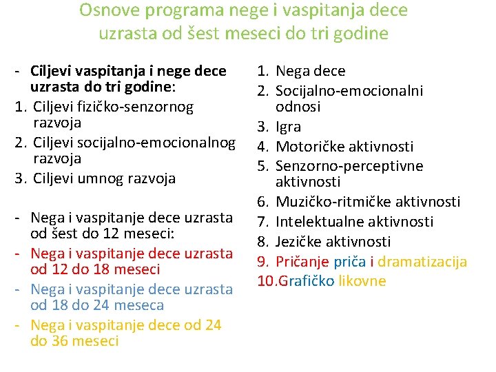 Osnove programa nege i vaspitanja dece uzrasta od šest meseci do tri godine -