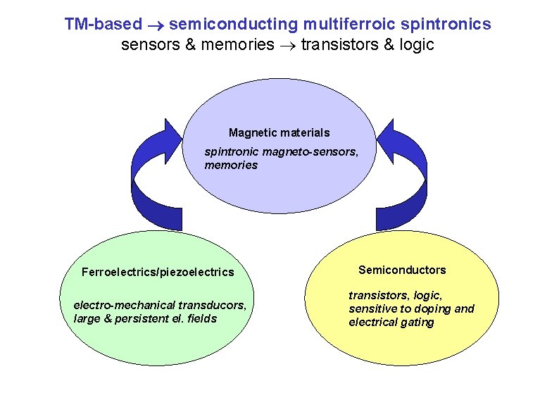 TM-based semiconducting multiferroic spintronics sensors & memories transistors & logic Magnetic materials spintronic magneto-sensors,