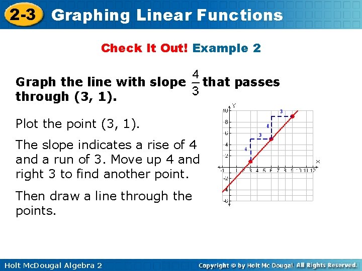 2 -3 Graphing Linear Functions Check It Out! Example 2 Graph the line with