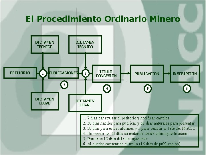 El Procedimiento Ordinario Minero DICTAMEN TECNICO PETITORIO 1 DICTAMEN TECNICO PUBLICACIONES 3 2 DICTAMEN