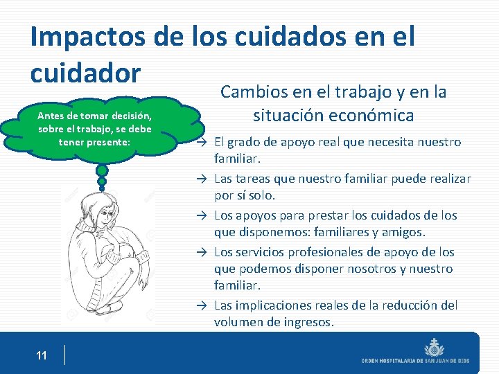 Impactos de los cuidados en el cuidador Cambios en el trabajo y en la