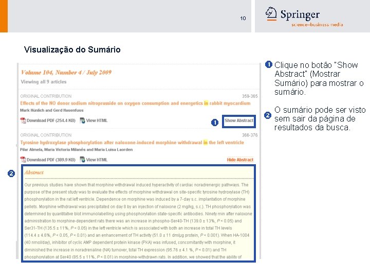 10 Visualização do Sumário Clique no botão “Show Abstract” (Mostrar Sumário) para mostrar o