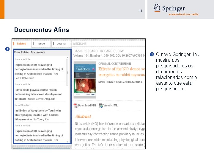 11 Documentos Afins O novo Springer. Link mostra aos pesquisadores os documentos relacionados com