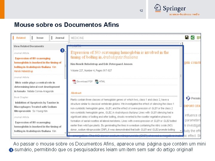 12 Mouse sobre os Documentos Afins Ao passar o mouse sobre os Documentos Afins,
