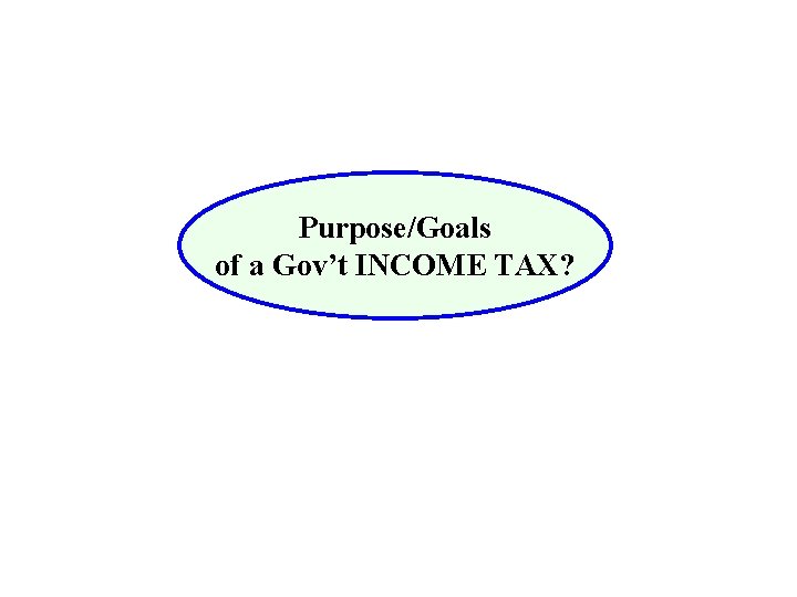 Purpose/Goals of a Gov’t INCOME TAX? 