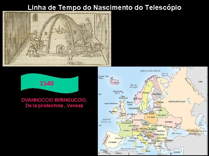 Linha de Tempo do Nascimento do Telescópio 1540 DVANNOCCIO BIRINGUCCIO, De la pirotechnia ,