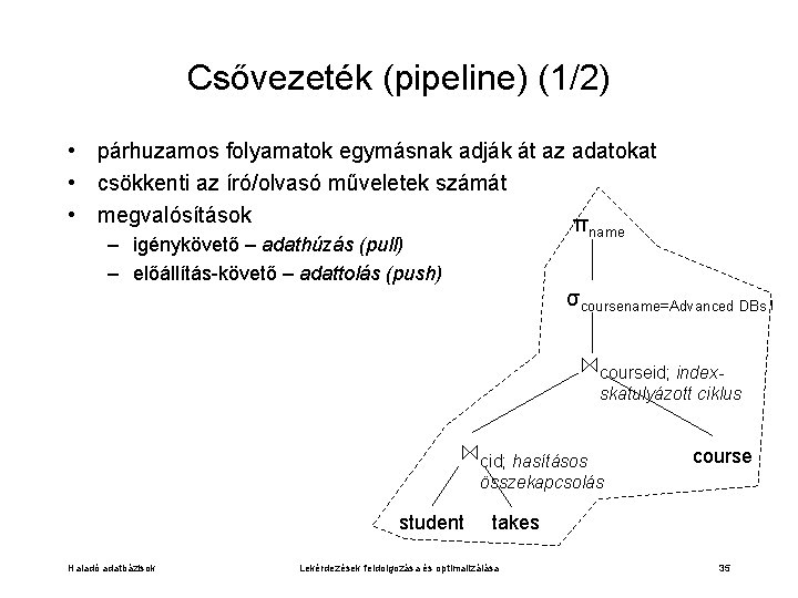 Csővezeték (pipeline) (1/2) • párhuzamos folyamatok egymásnak adják át az adatokat • csökkenti az