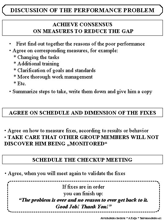 DISCUSSION OF THE PERFORMANCE PROBLEM ACHIEVE CONSENSUS ON MEASURES TO REDUCE THE GAP • DISCUSSION OF THE PERFORMANCE PROBLEM ACHIEVE CONSENSUS ON MEASURES TO REDUCE THE GAP •
