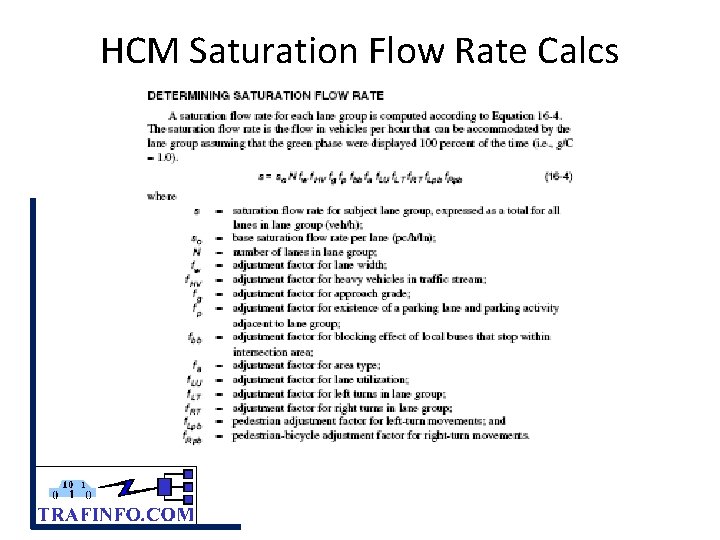 HCM Saturation Flow Rate Calcs 