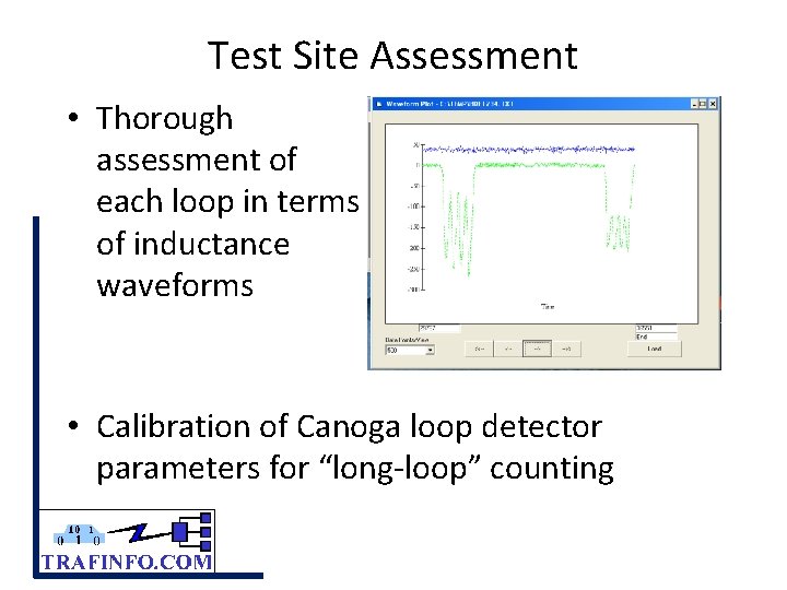 Test Site Assessment • Thorough assessment of each loop in terms of inductance waveforms