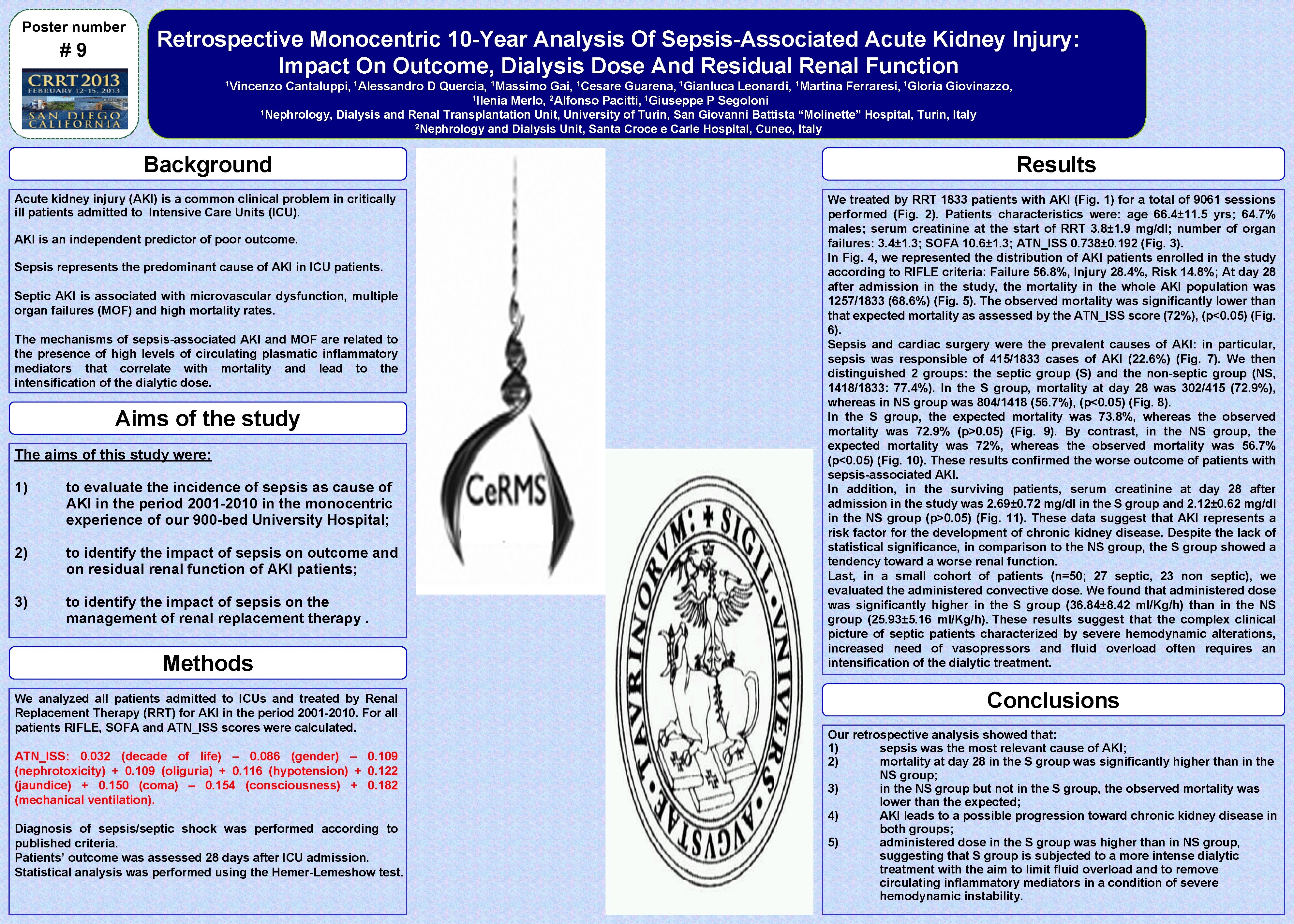 Poster number # 9 Retrospective Monocentric 10 -Year Analysis Of Sepsis-Associated Acute Kidney Injury:
