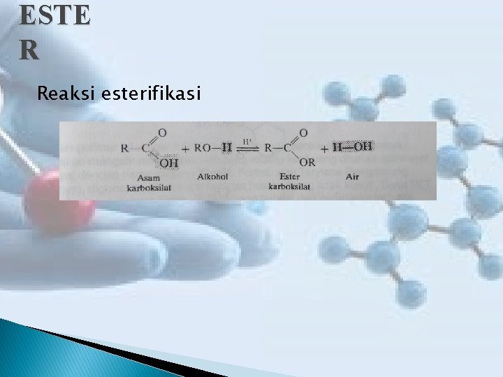 ESTE R Reaksi esterifikasi 