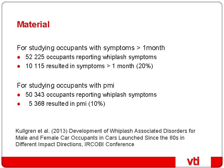 Material For studying occupants with symptoms > 1 month ● 52 225 occupants reporting
