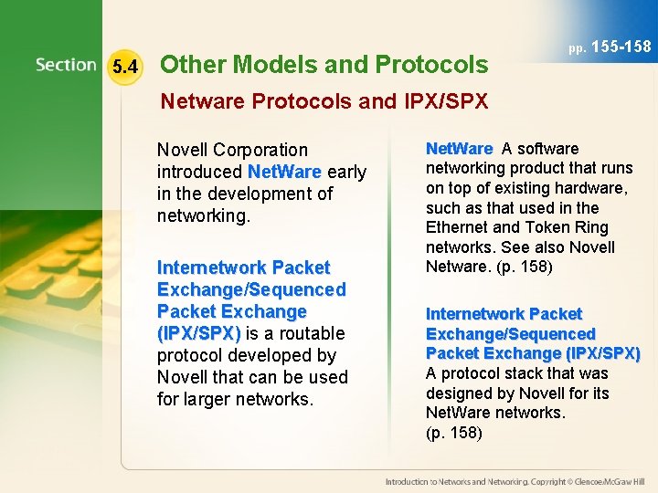 5. 4 Other Models and Protocols pp. 155 -158 Netware Protocols and IPX/SPX Novell 5. 4 Other Models and Protocols pp. 155 -158 Netware Protocols and IPX/SPX Novell