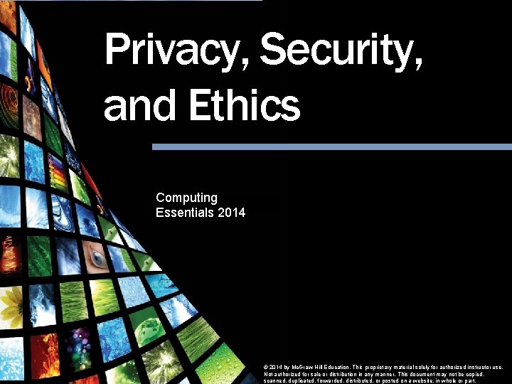 Privacy, Security, and Ethics Computing Essentials 2014 Privacy, Security and Ethics Computing Essentials 2014