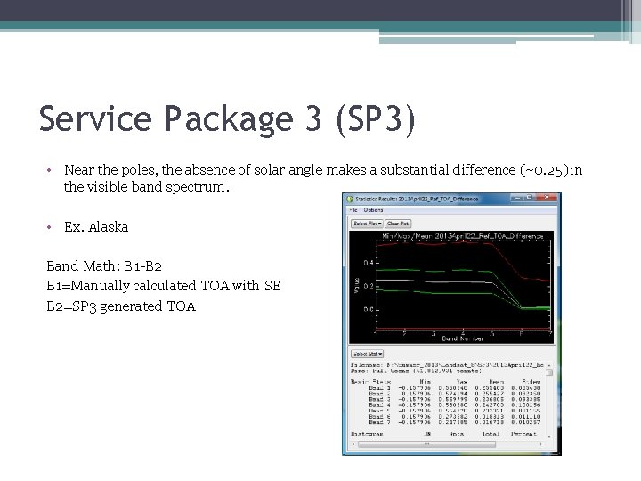 Service Package 3 (SP 3) • Near the poles, the absence of solar angle