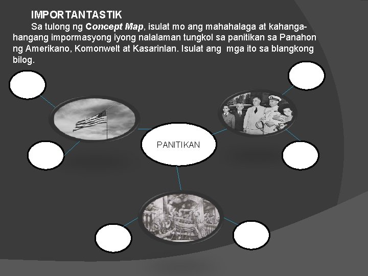 IMPORTANTASTIK Sa tulong ng Concept Map, isulat mo ang mahahalaga at kahangang impormasyong iyong