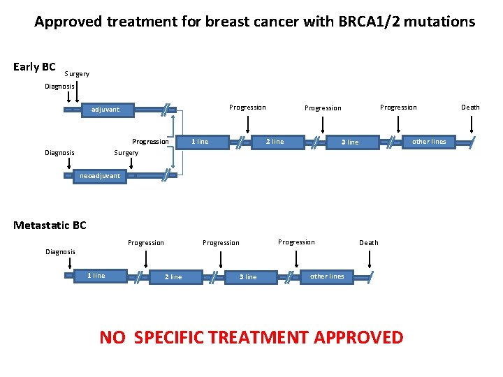 Approved treatment for breast cancer with BRCA 1/2 mutations Early BC Surgery Diagnosis Progression