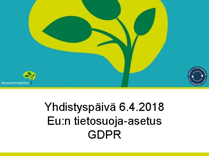 Yhdistyspäivä 6. 4. 2018 Eu: n tietosuoja-asetus GDPR 