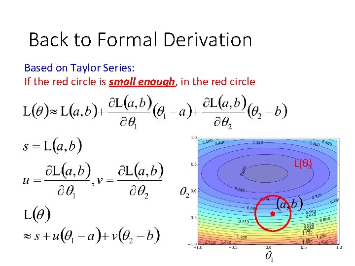 Back to Formal Derivation Based on Taylor Series: If the red circle is small