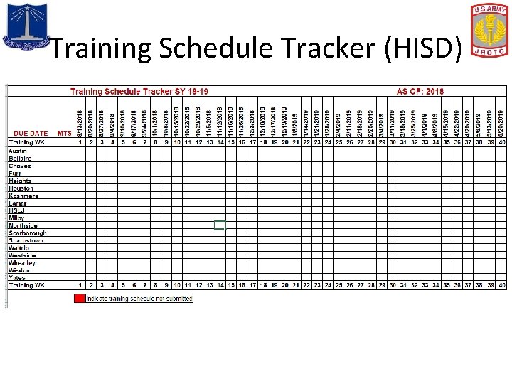Training Schedule Tracker (HISD) 