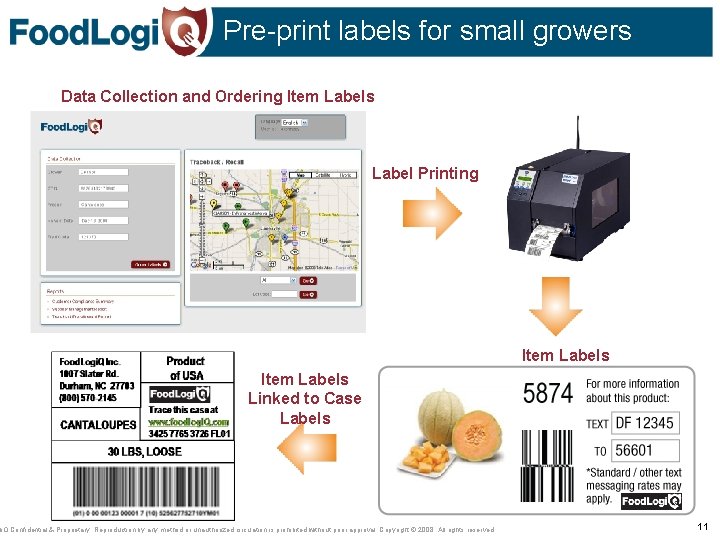 Pre-print labels for small growers Data Collection and Ordering Item Labels Label Printing Item