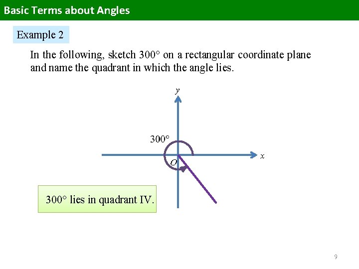 Basic Terms about Angles Example 2 In the following, sketch 300 on a rectangular Basic Terms about Angles Example 2 In the following, sketch 300 on a rectangular