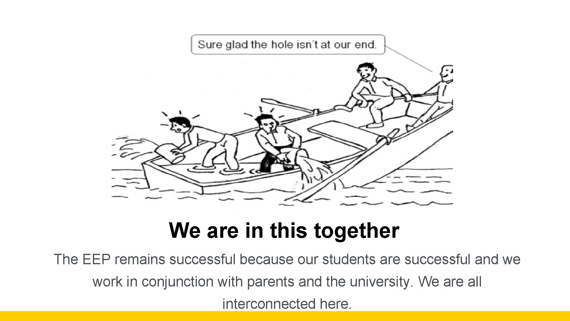 We are in this together The EEP remains successful because our students are successful
