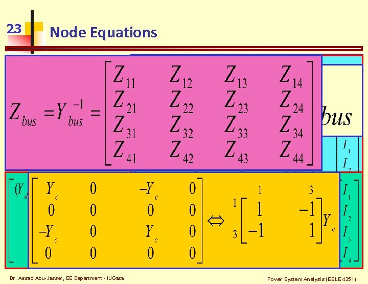 23 Node Equations Dr. Assad Abu-Jasser, EE Department - IUGaza Power System Analysis (EELE
