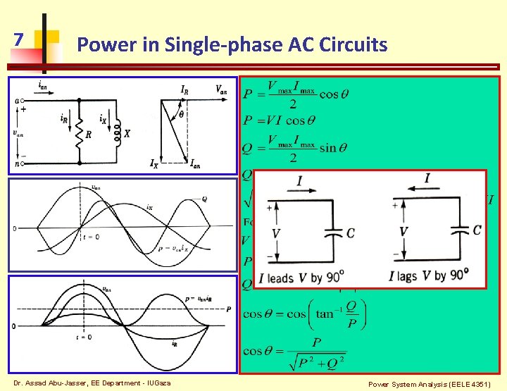 7 Power in Single-phase AC Circuits Dr. Assad Abu-Jasser, EE Department - IUGaza Power