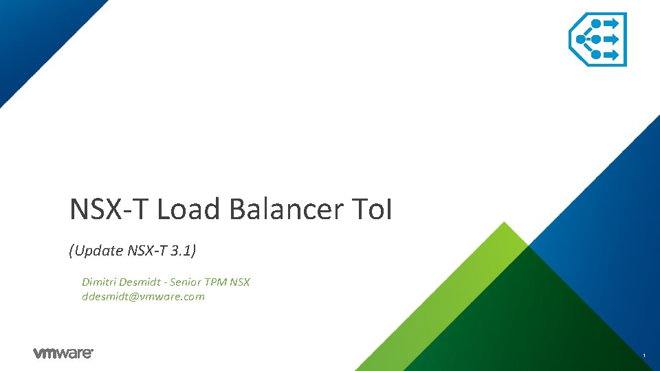 NSX-T Load Balancer To. I (Update NSX-T 3. 1) Dimitri Desmidt - Senior TPM