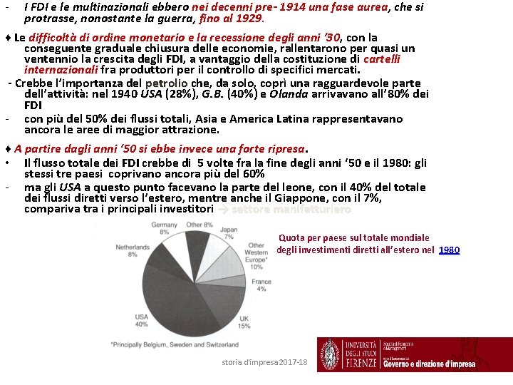 - I FDI e le multinazionali ebbero nei decenni pre- 1914 una fase aurea,