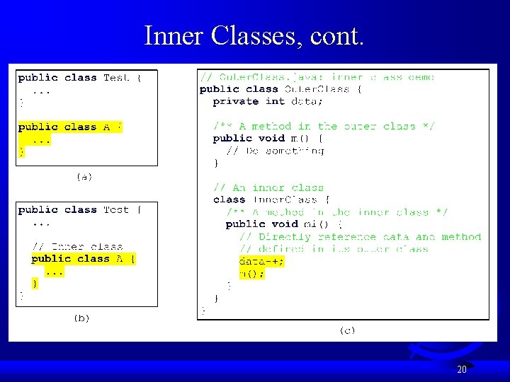 Inner Classes, cont. 20 