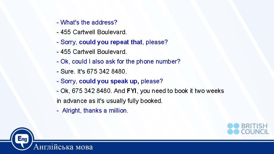 - What's the address? - 455 Cartwell Boulevard. - Sorry, could you repeat that,