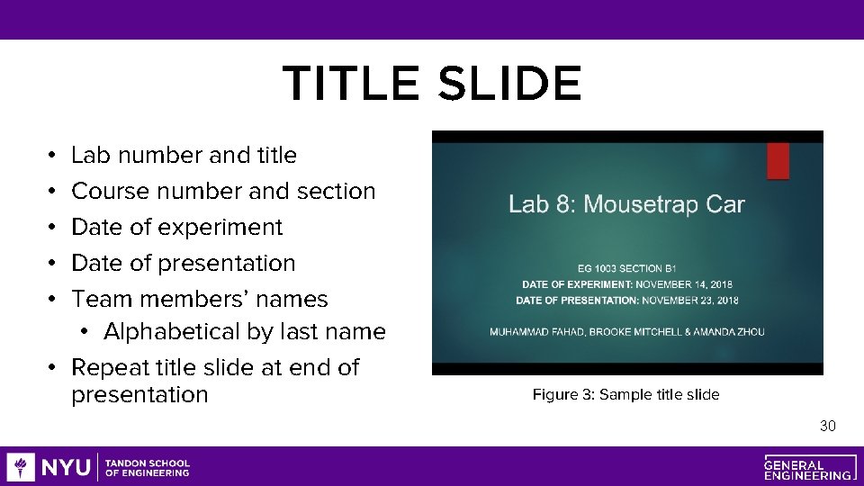 TITLE SLIDE • • • Lab number and title Course number and section Date